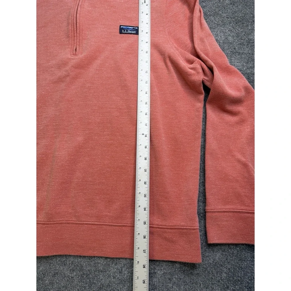 LL Bean Comfort Stretch Pique 1/4 Zip Pullover Mens XL Pink Salmon Logo